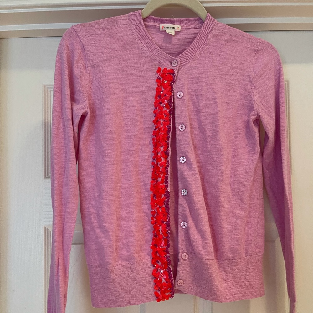 Crew Cuts girls pink cardigan with bright pink